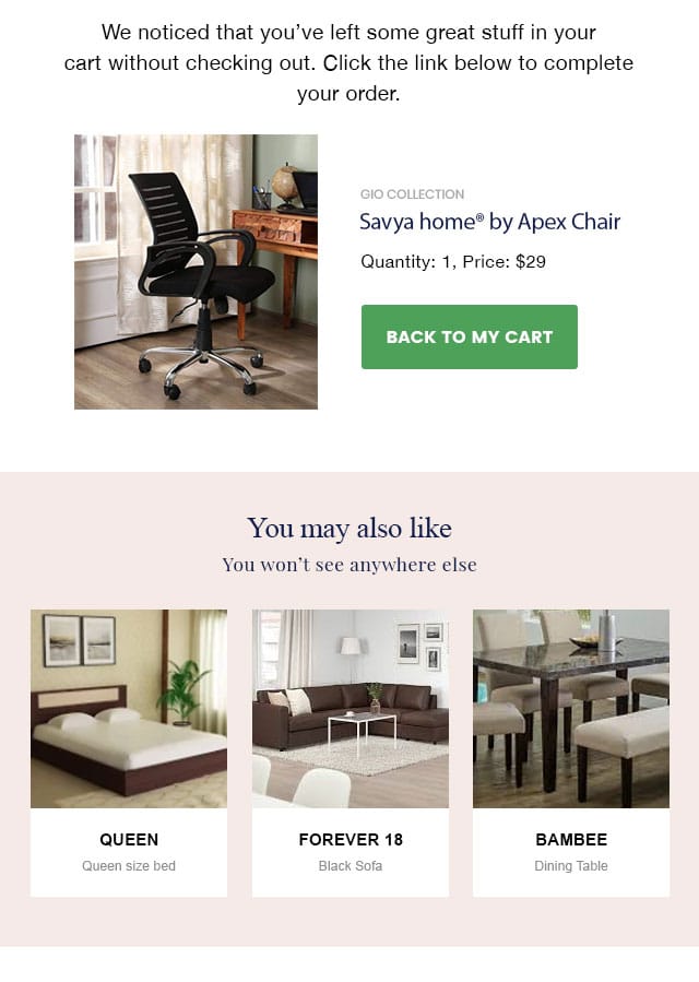 abandoned cart email template
