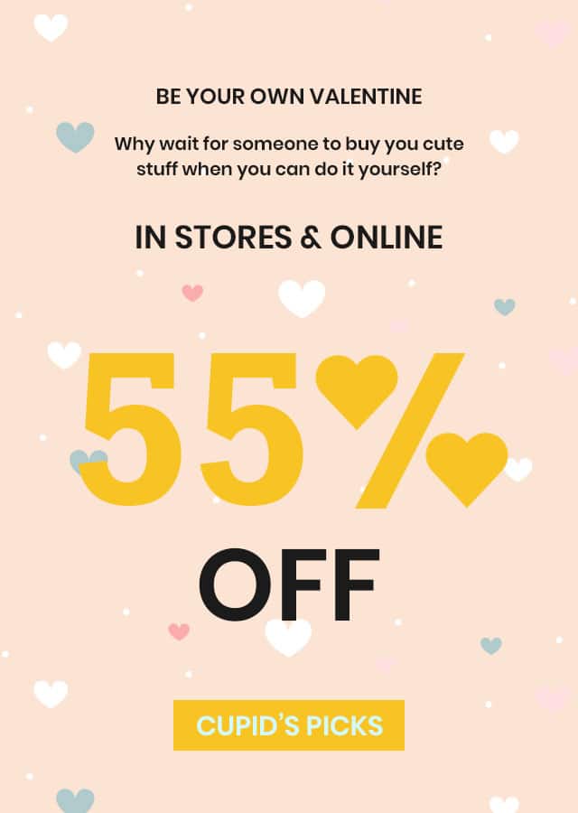 valentine's day email template showcasing discounts