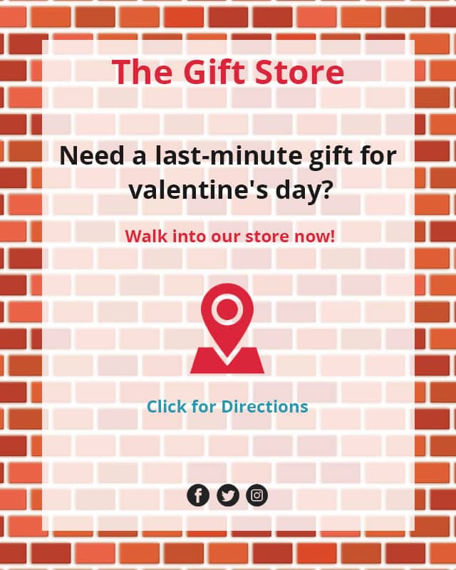 valentine's day email promoting brick and mortar store