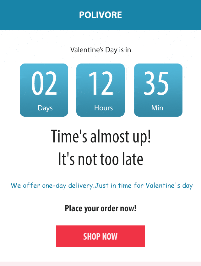 valentine's day email with timer