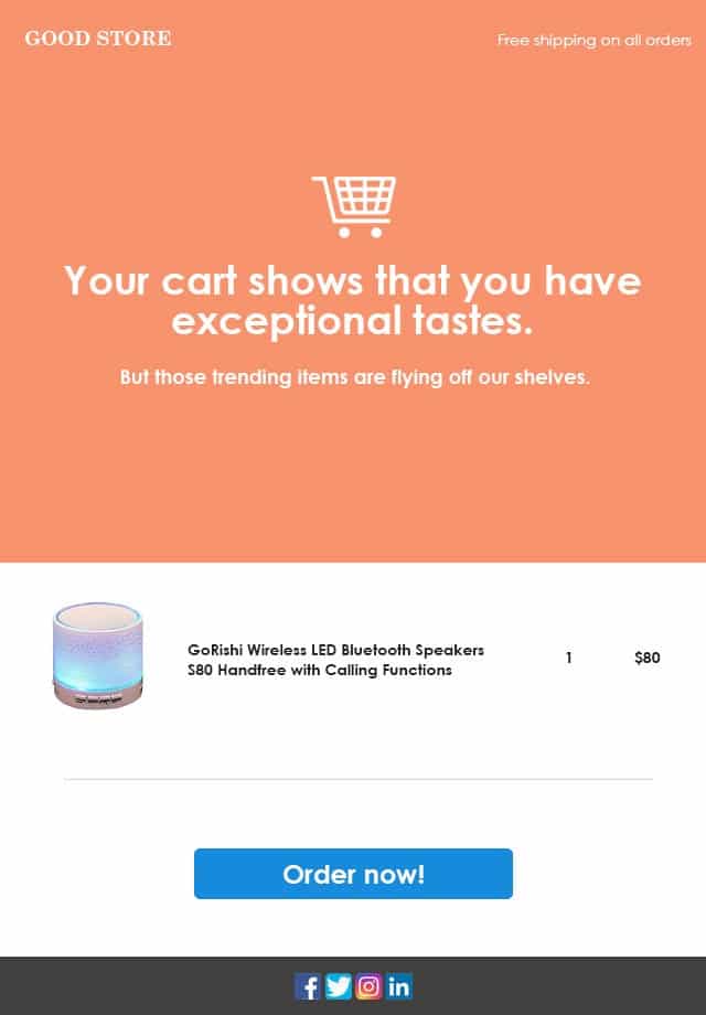 Abandoned cart email template