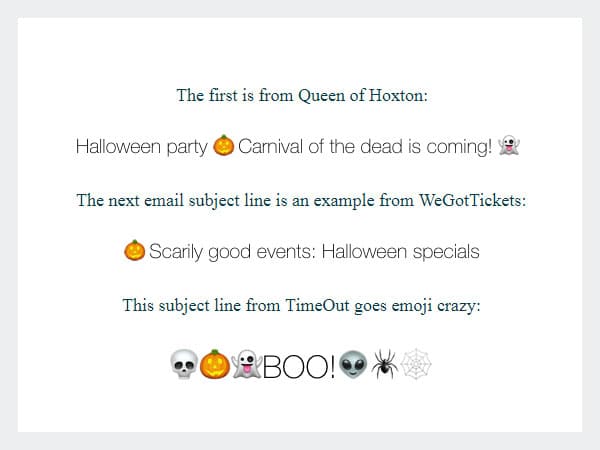 Halloween email subject lines