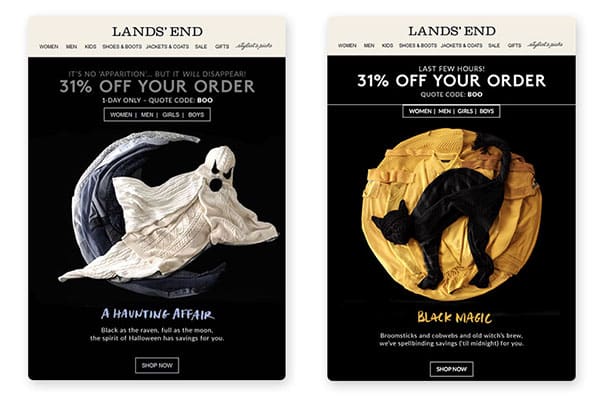 Halloween emails for ecommerce store