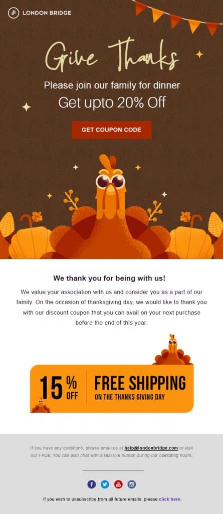 creative thanksgiving email template 