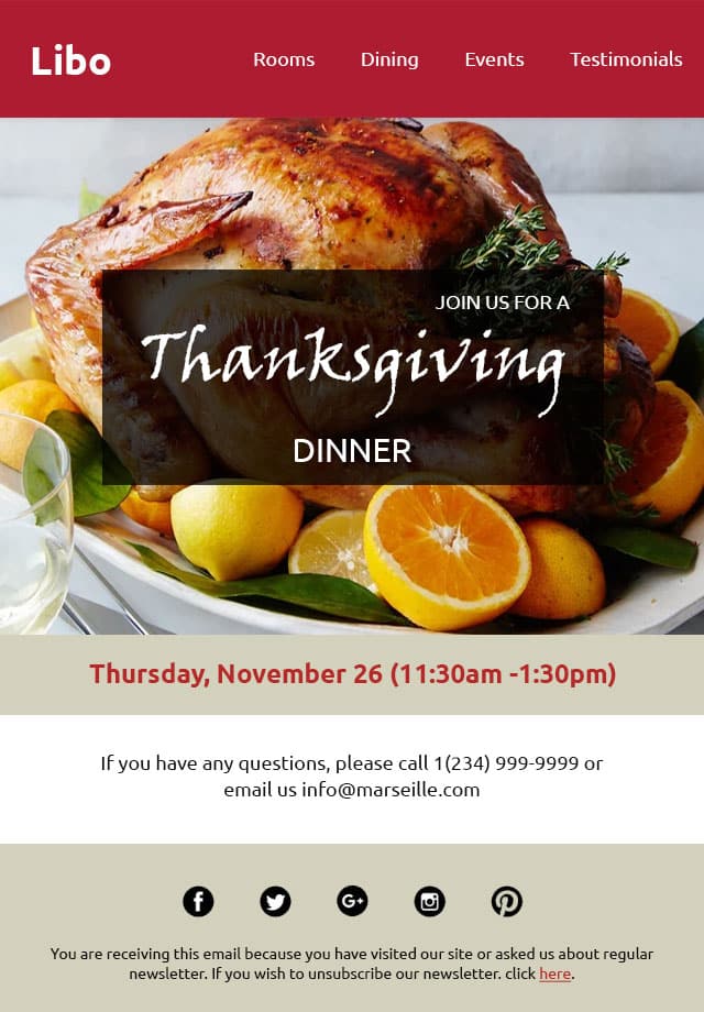 delicious thanksgiving email template 
