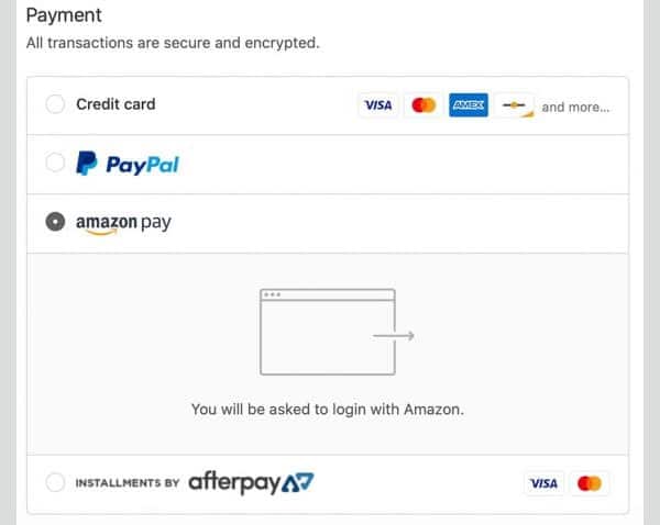 multiple payment options during checkout