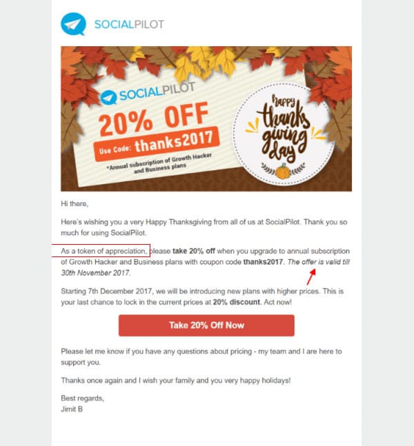 thanksgiving email template with rewards