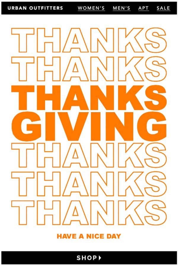 thanksgiving email template with thanks