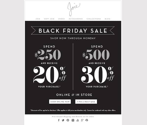 Black Friday email template with offers