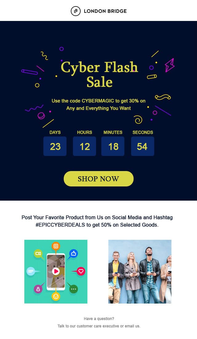 Cyber Monday email template for social media
