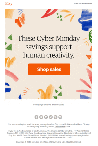 Cyber Monday email template with CTA