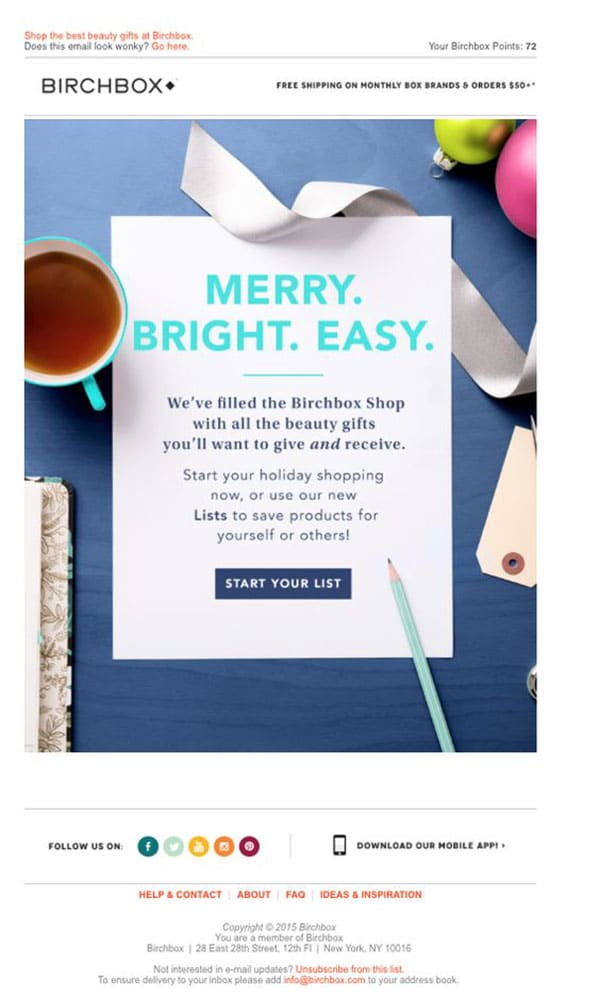Christmas email template for beauty essentials