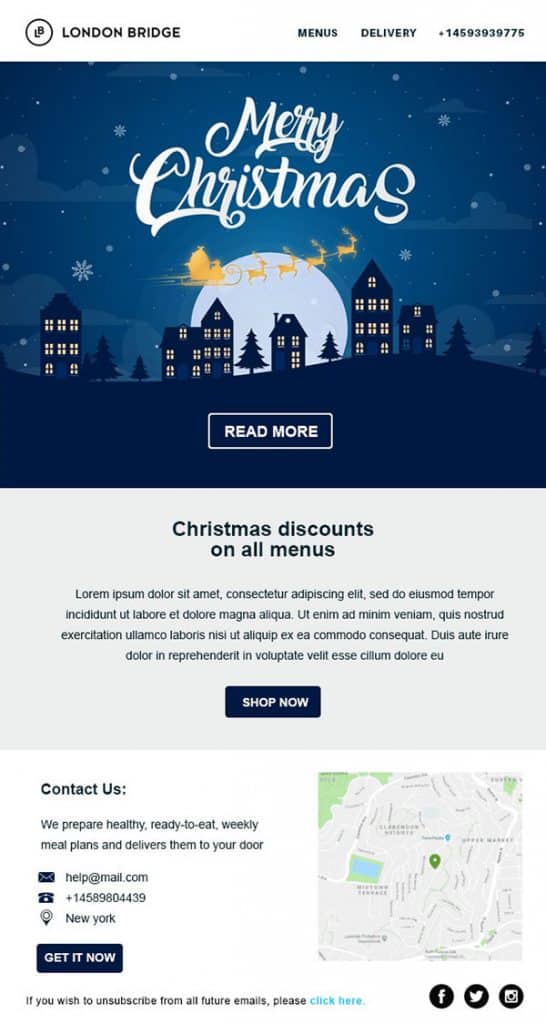 Christmas email template for discounts
