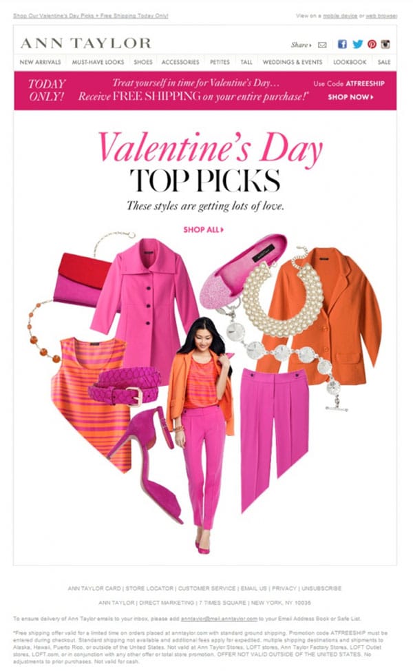 Ann Taylor's Valentine's Day Email Template